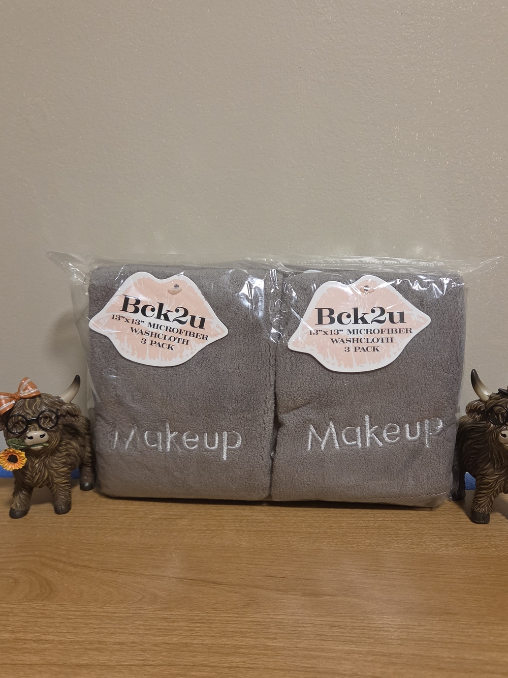 Bck2u Gray Microfiber Makeup Washcloths - 6 Pack